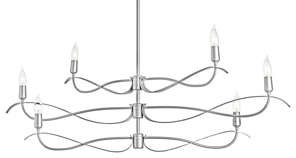 Willow 6-Light Small Chandelier, Sterling Finish, Standard Overall Height
