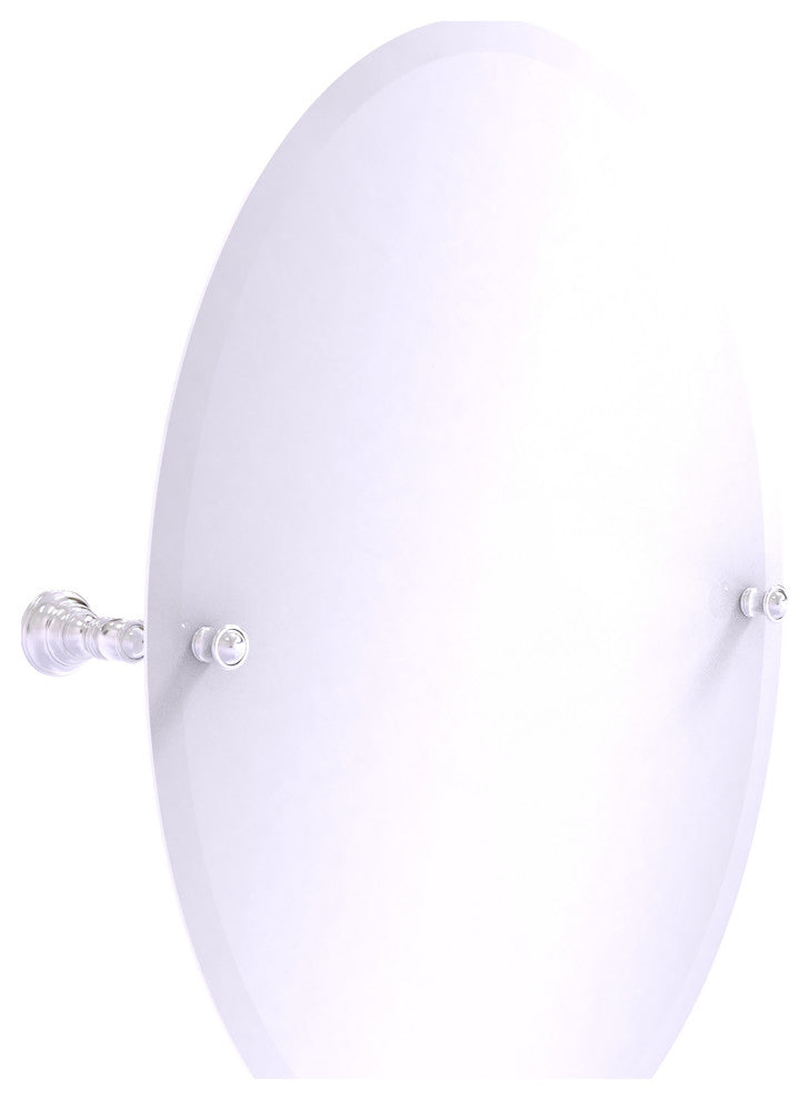 Carolina Frameless Oval Tilt Mirror with Beveled Edge, Satin Chrome