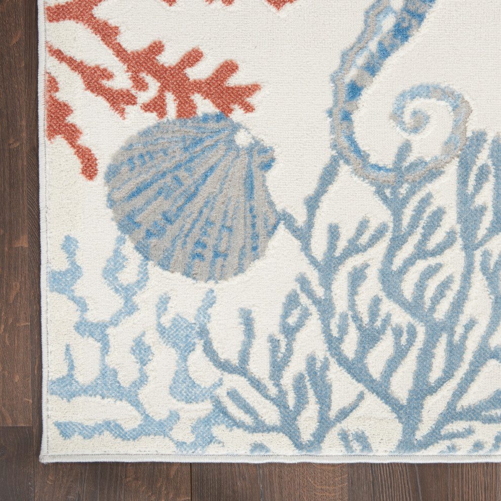 Nourison Pompeii 5'3" x 7'3" Ivory/Multi Nature-inspired Indoor Rug