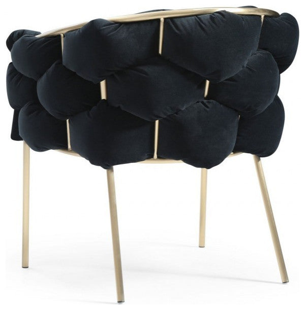 Black Geo Velvet and Champagne Gold Velvet Dining Chair