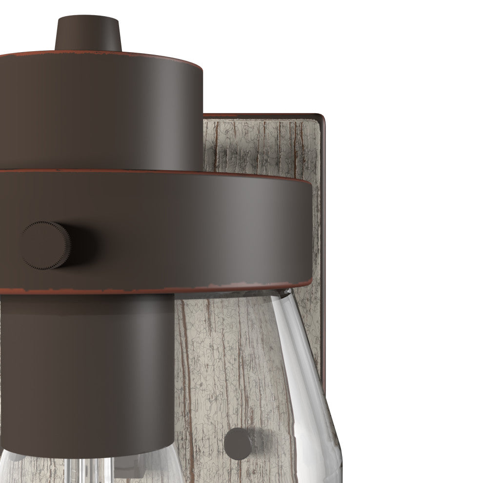 Devon Park Onyx Bengal and Barnwood With Clear Glass 1 Light Sconce Wall