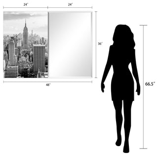 Beveled Wall Mirror on Free Floating Tempered Glass 48"x36", My New York