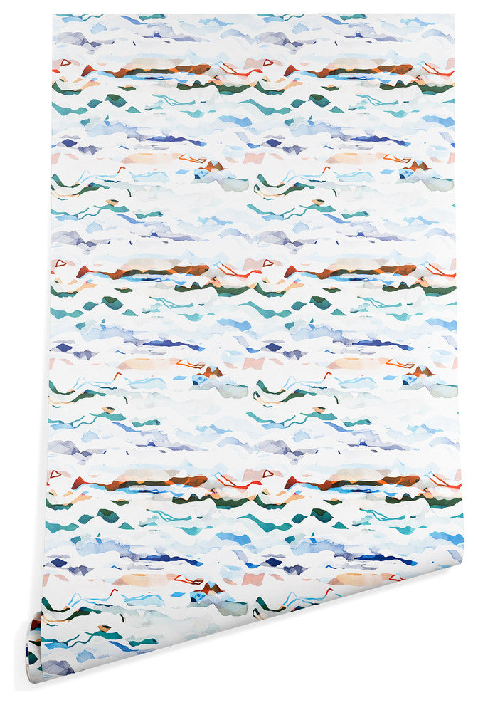 Deny Designs CayenaBlanca Beach Waves Wallpaper, Blue, 2'x8'