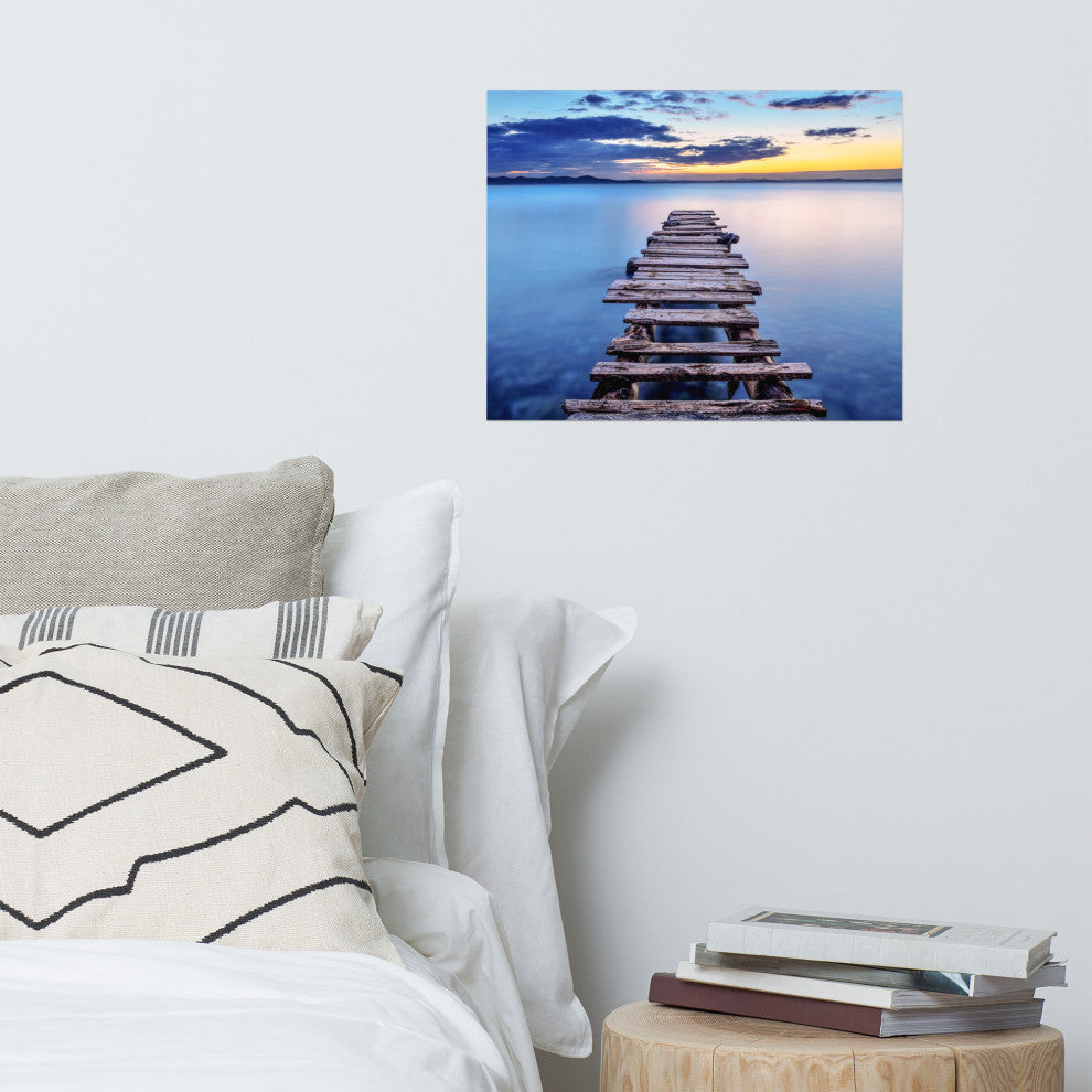 Old Weathered Lake Pier at Sunset Landscape Photo Loose Wall Art Prints, 16" X 20"