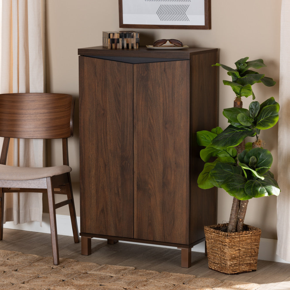Dori Modern Shoe Cabinet, Walnut Brown