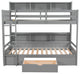Gewnee Twin Size Bunk Bed with Shelves Beside both Upper and Down Bed in Gray