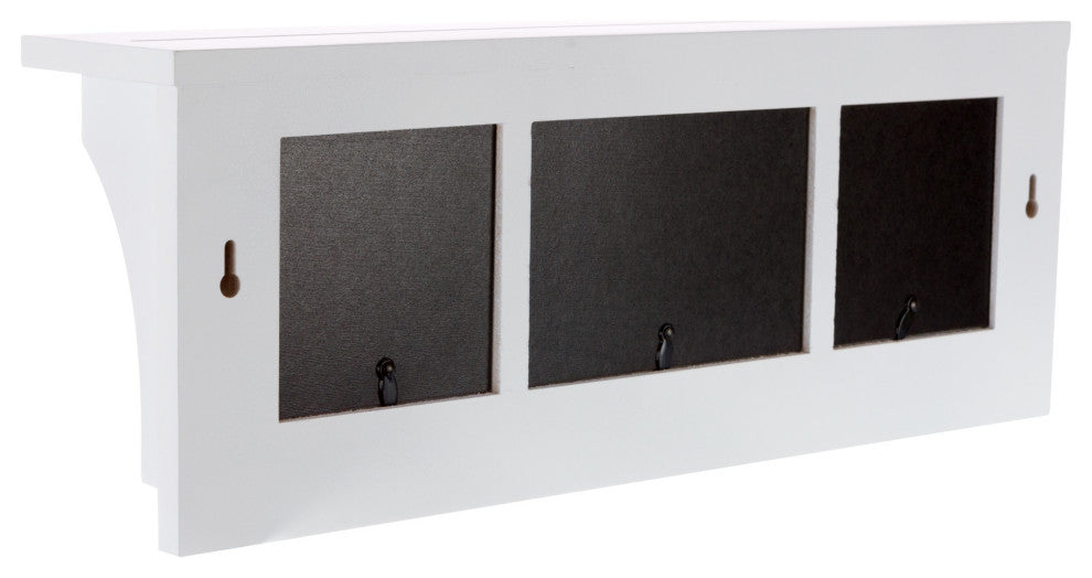 Kiera Grace Riley Wall Shelf and Picture Collage With 3 Hooks, White