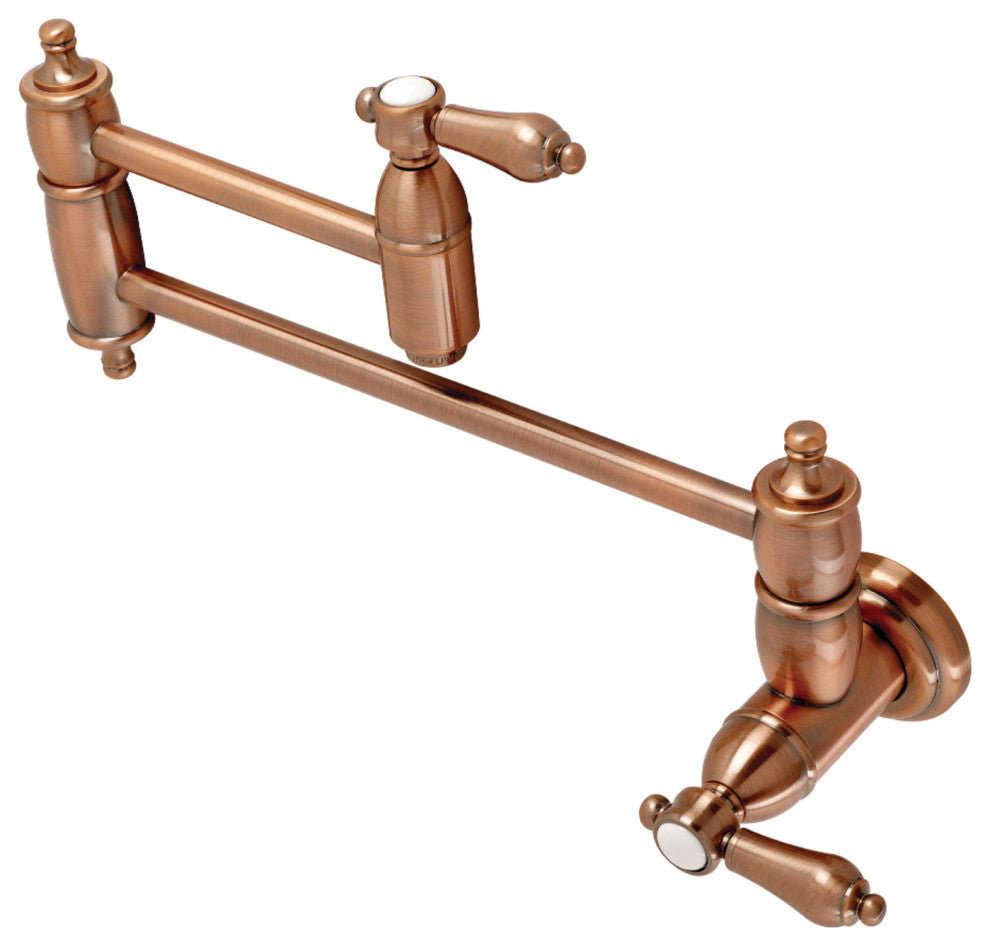 KS310BALAC Heirloom Wall Mount Pot Filler Kitchen Faucet, Antique Copper
