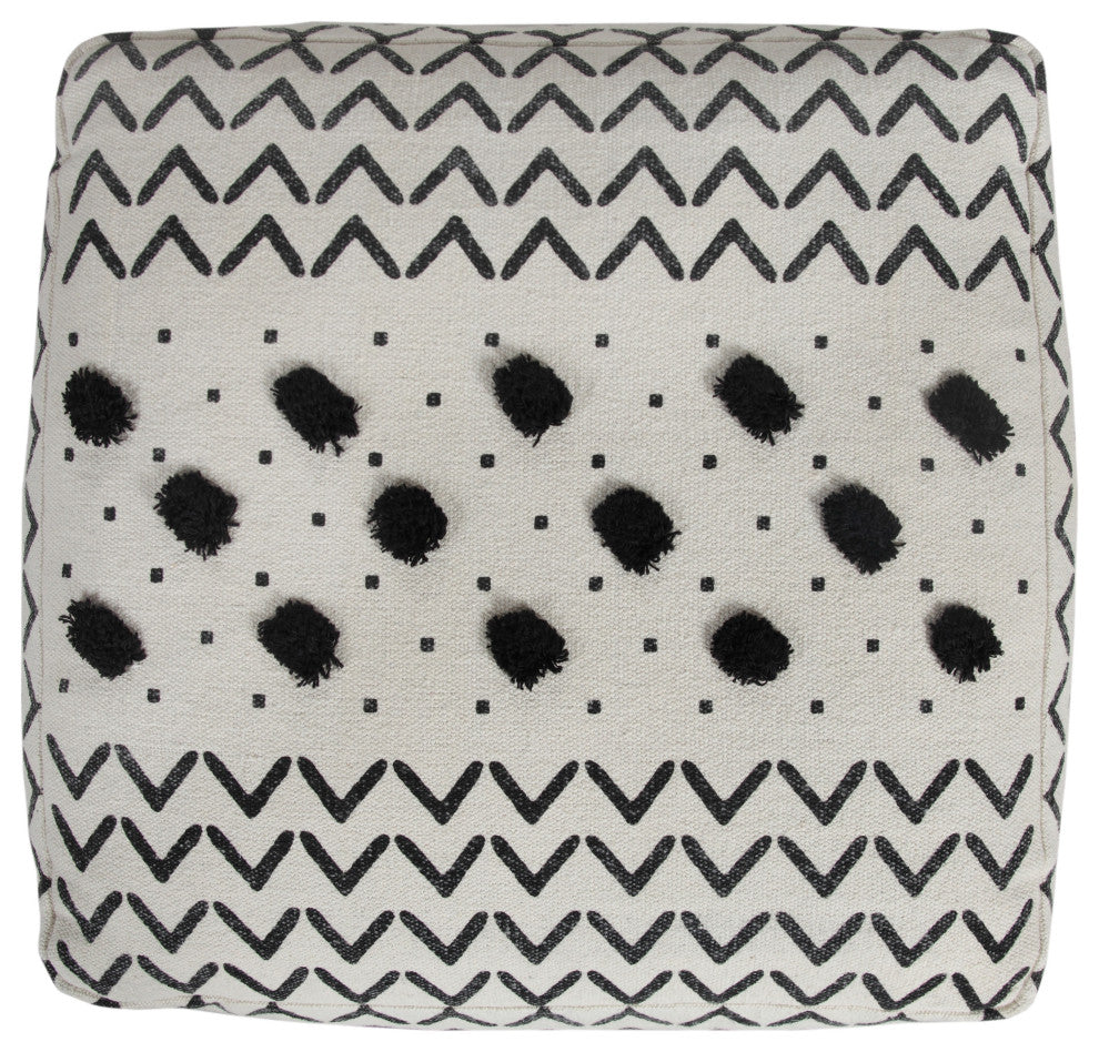 Textured Dot and Geometric Arrow Pouf Ottoman