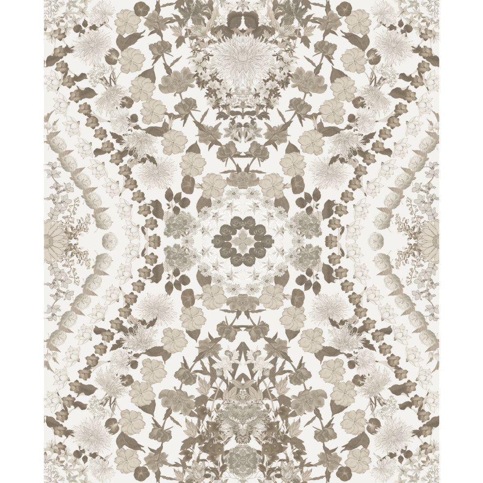 Taupe Dried Flower Kaleidoscope Peel & Stick Wallpaper
