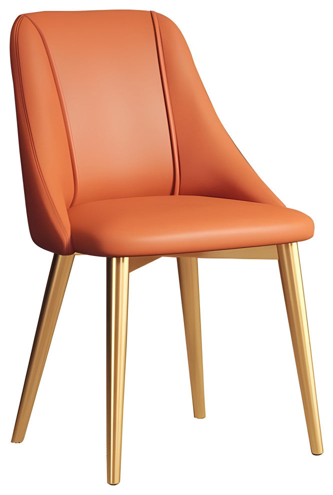 Nordic Iron Desk Stool Dining Chair, Orange+gold Legs