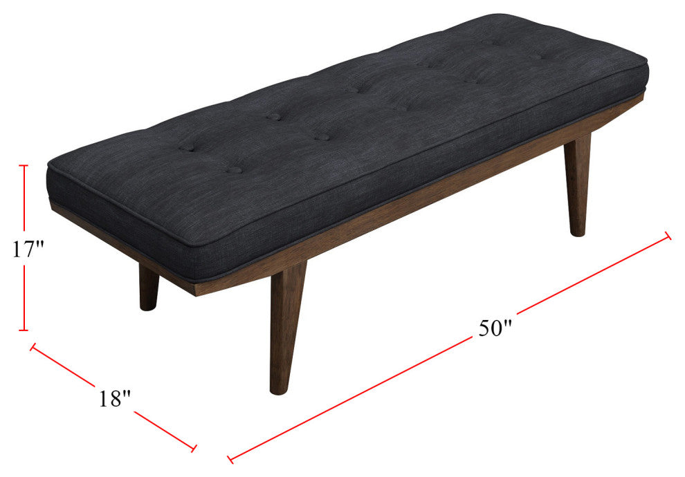 Upholstered Tufted Bench, Taupe And Natural
