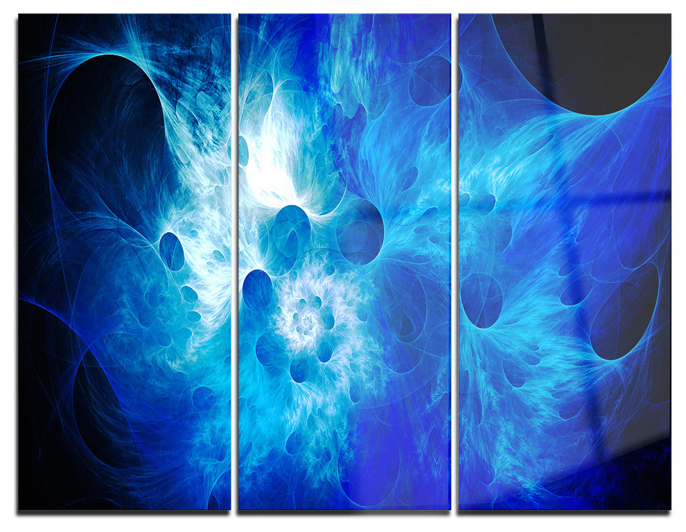 "Fractal Blue Smoke Wallpaper" Digital Metal Wall Art, 3 Panels, 36"x28"