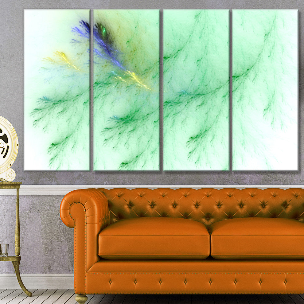 Light Green Veins of Marble, Abstract Wall Art Canvas, 48"x28", 4 Panels