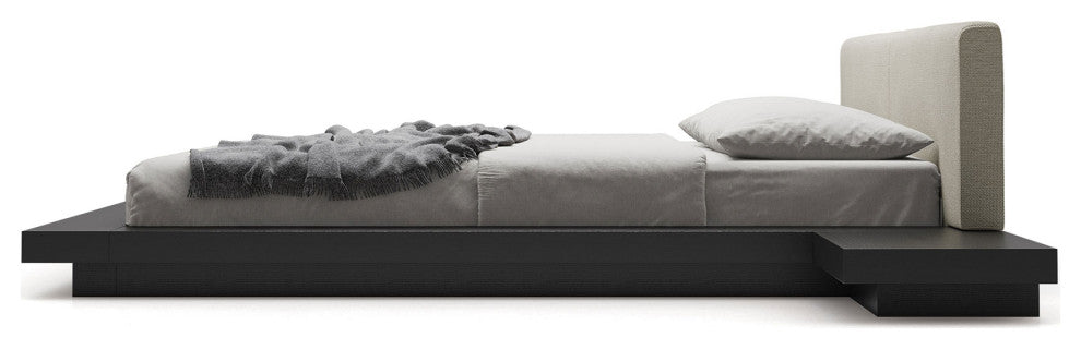 Akanji Bed Ecru Fabric and Wenge / King