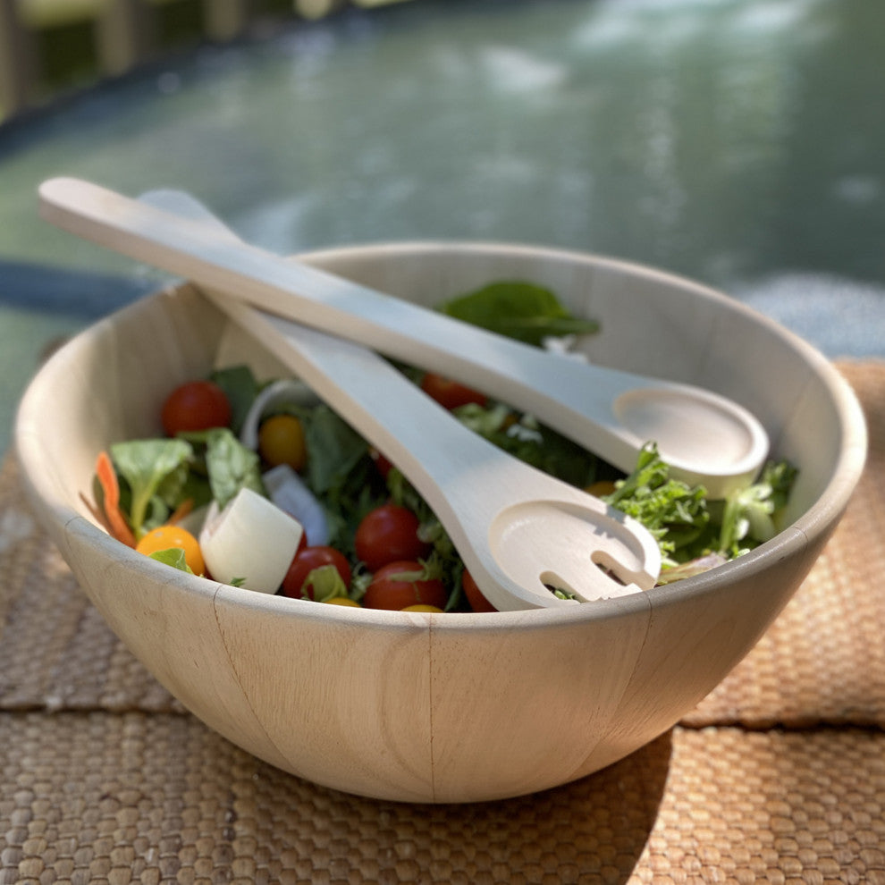 3 Piece Wood Salad Bowl Set, 12"