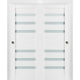 Sliding Frosted Glass Bypass Doors 56 x 96, Quadro 4266 White, Rail