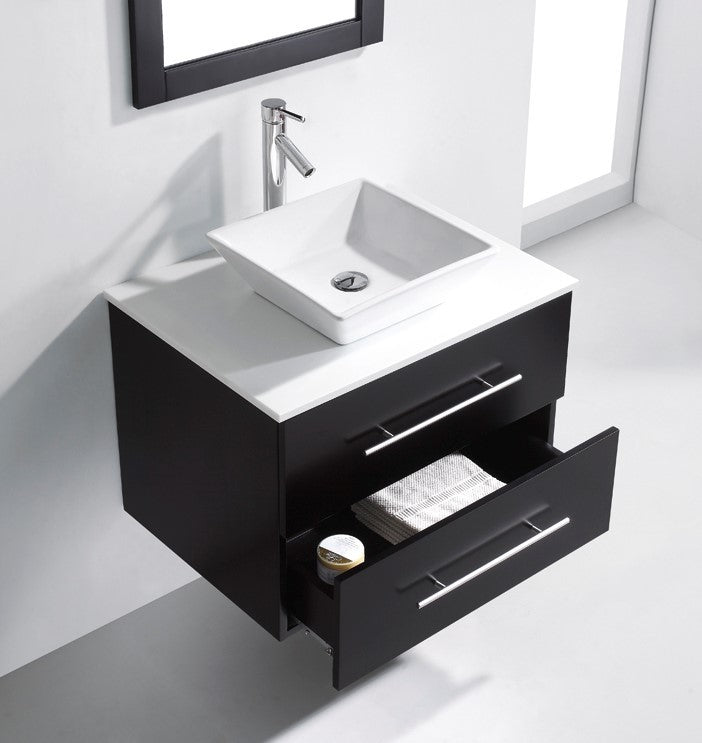Marsala 29" Single Bathroom Vanity Set Espresso, Engineered Stone Countertop