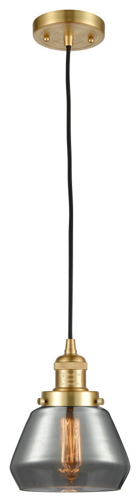 Fulton 1 Light Mini Pendant, Satin Gold, Plated Smoke