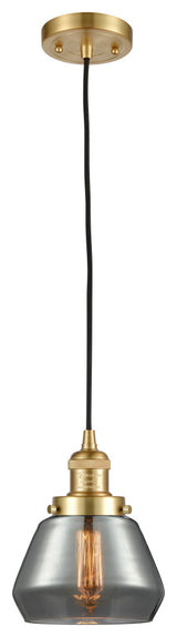 Fulton 1 Light Mini Pendant, Satin Gold, Plated Smoke