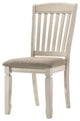 Benzara BM280305 18" Dining Chair, Fabric Padded Seat Set of 2, Antique White