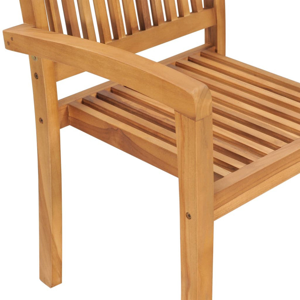 vidaXL 2x Solid Teak Wood Patio Chairs with Beige Cushions Garden Seating