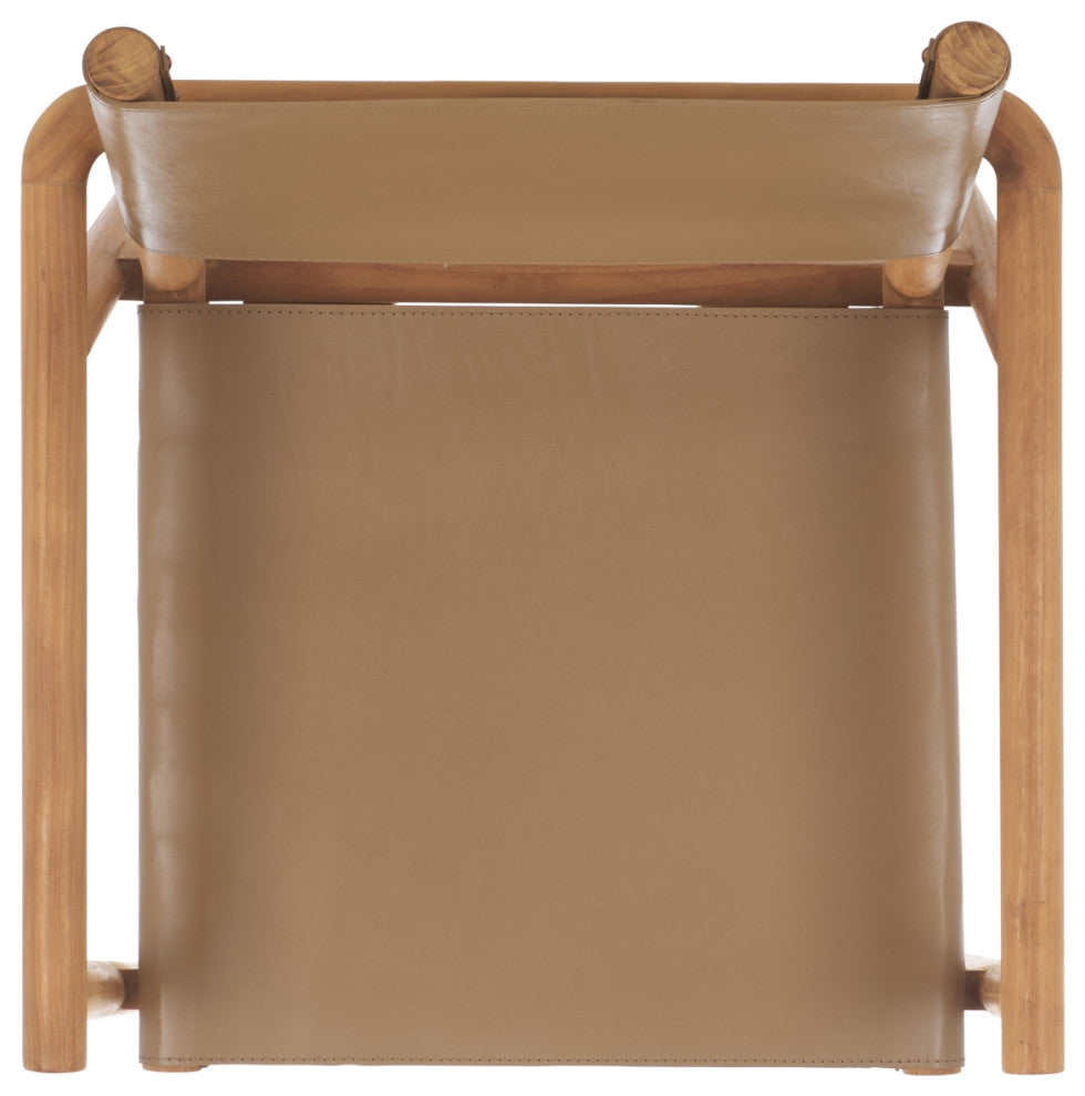 Safavieh Couture Hutson Leather Dining Chair, Brown/Natural