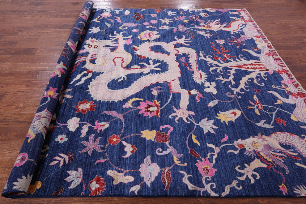 Hand Knotted Dragon Design Wool Rug 8' 0" X 9' 7" - Q12662