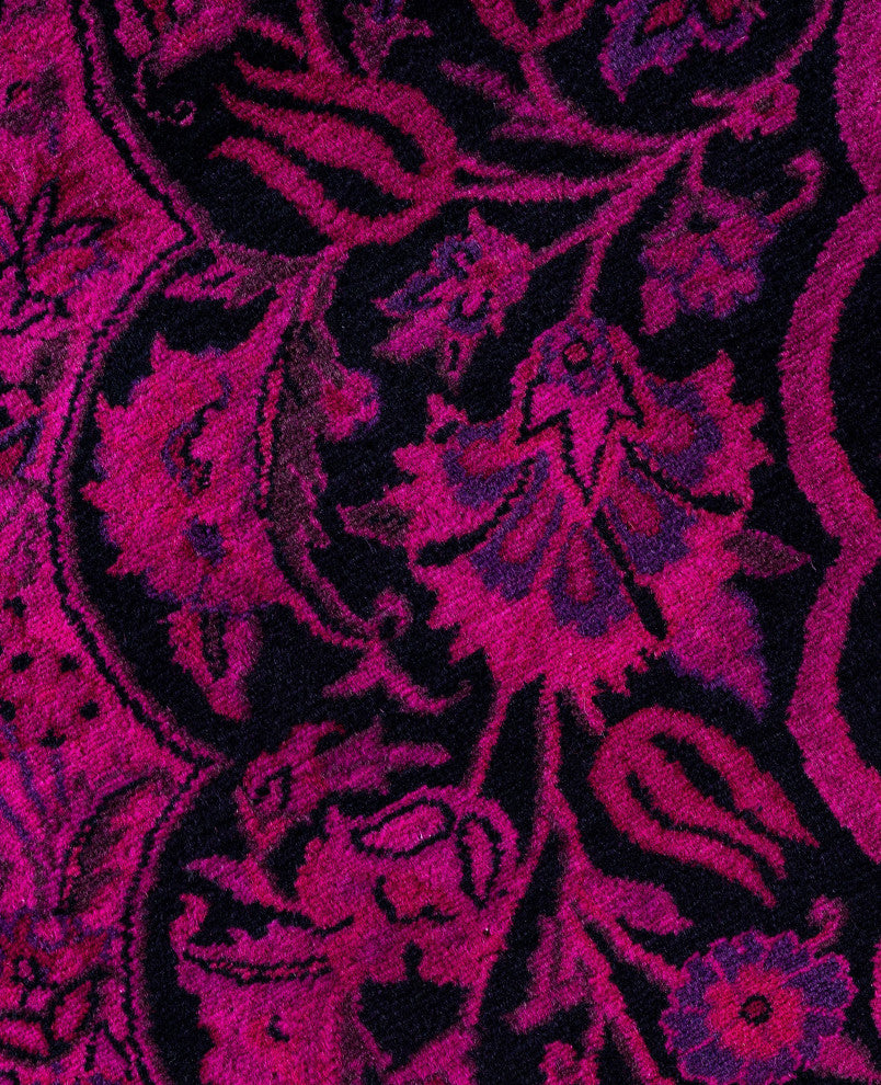 Overdyed One-of-a-Kind Hand-Knotted Area Rug Purple, 8' 1" x 8' 3"