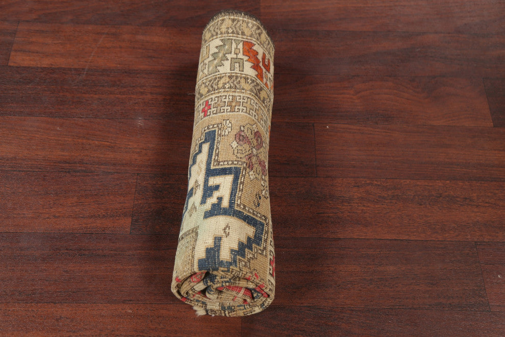 Consigned, Southwestern Antique Traditional Handmade Area Rug, Beige, 4x5