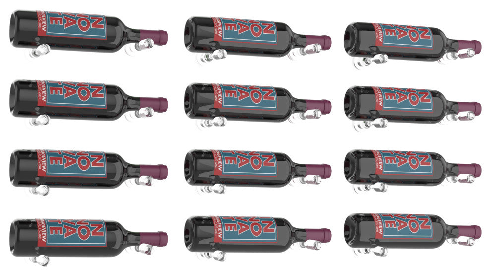 Vino Pins 12 Bottle Wall Mounted Wine Rack Kit, Acrylic, Single Depth (12 Bottles)