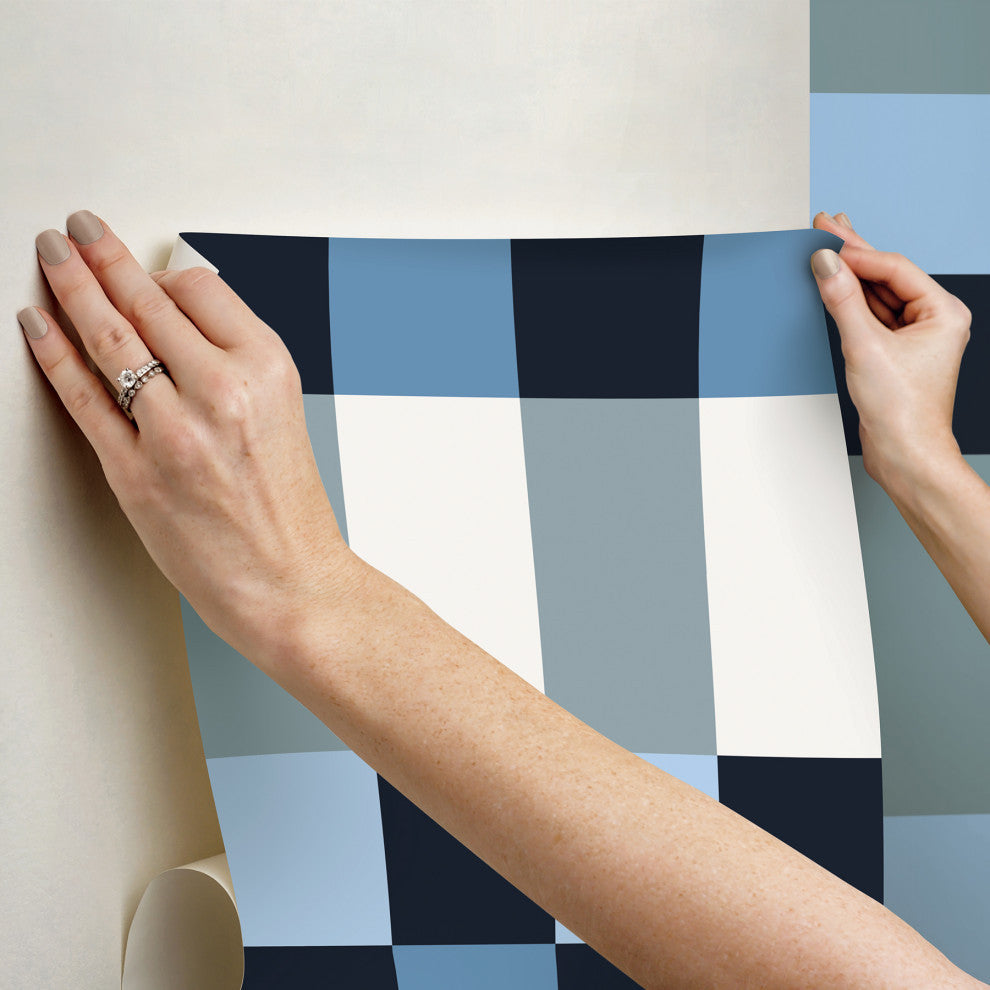 Emily Rayna Blue Framework Peel and Stick Wallpaper