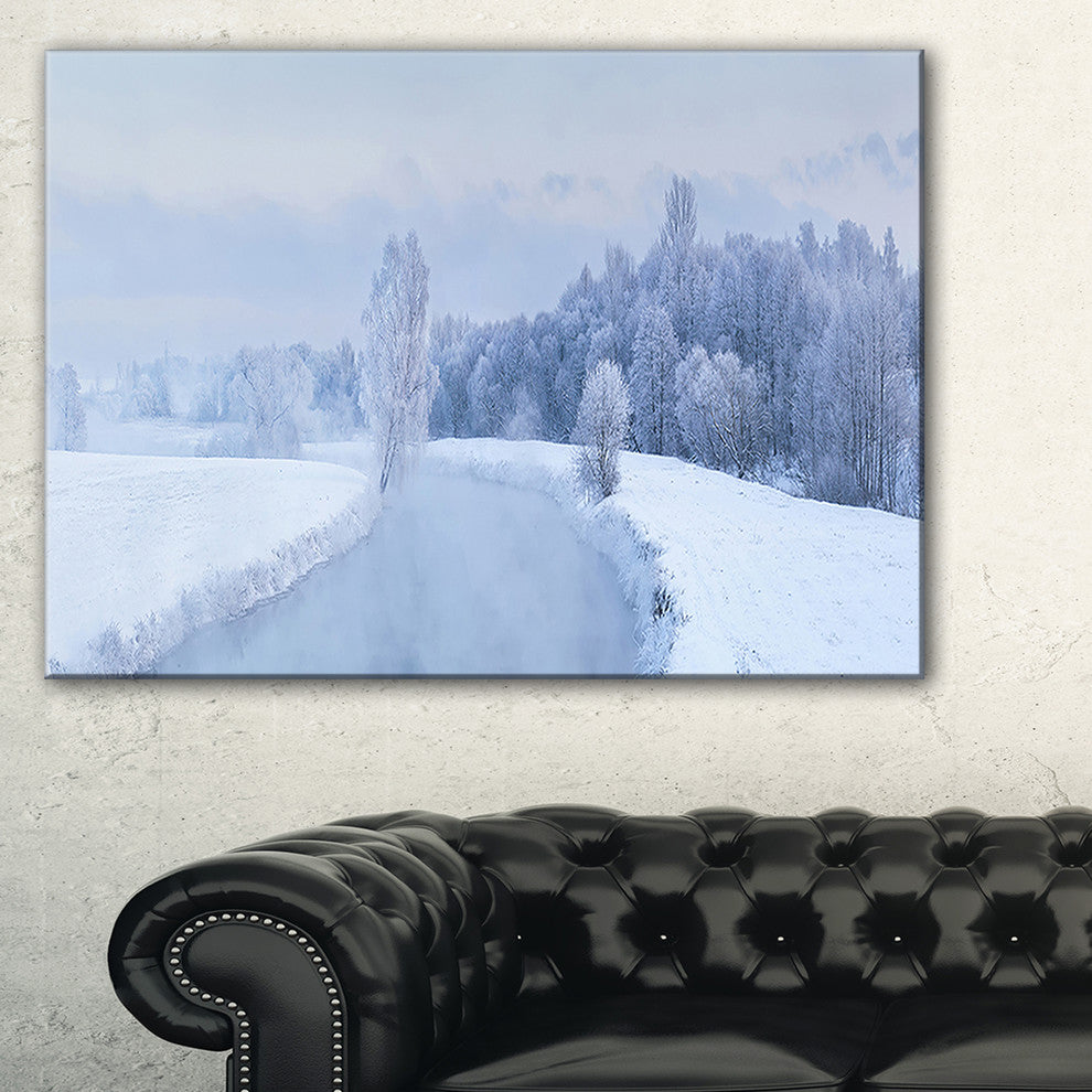"Blue Frosty Winter Weather Panorama" Landscape Wall Art, 32"x16"