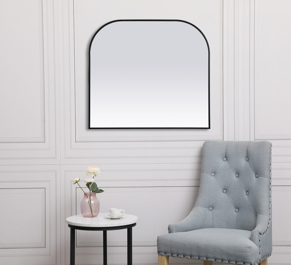Metal Frame Arch Mirror 42x38 Inch Black
