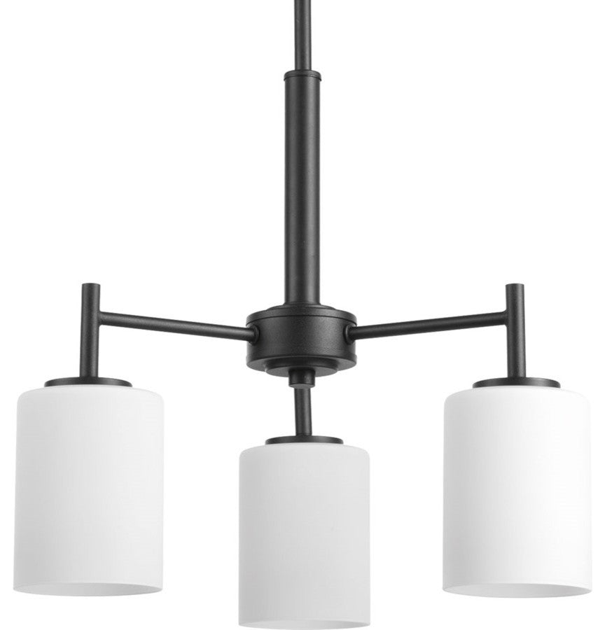 Replay 3-Light Chandelier, Black and Etched Painted White Inside