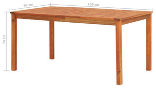 vidaXL Solid Acacia Wood Patio Table with Umbrella Hole 59" Garden Dining