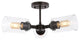 Jaymes 20" 3-Light Farmhouse Iron LED Semi Flush Mount, Oil Rubbed Bronze/Clear