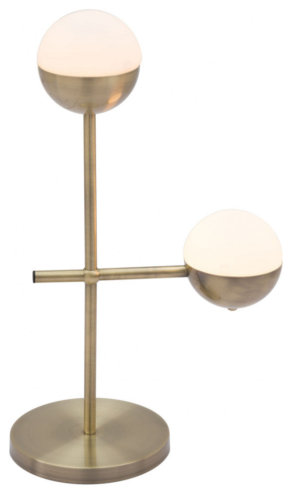 White and Brushed Bronze Crossed Table Lamp