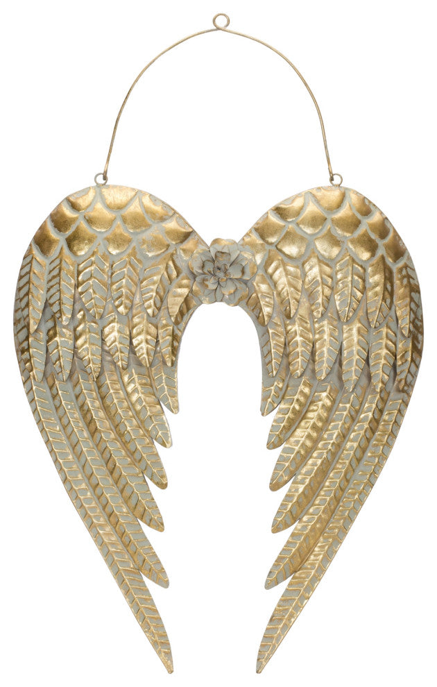 Brushed Metal Angel Wings Ornament 30"H