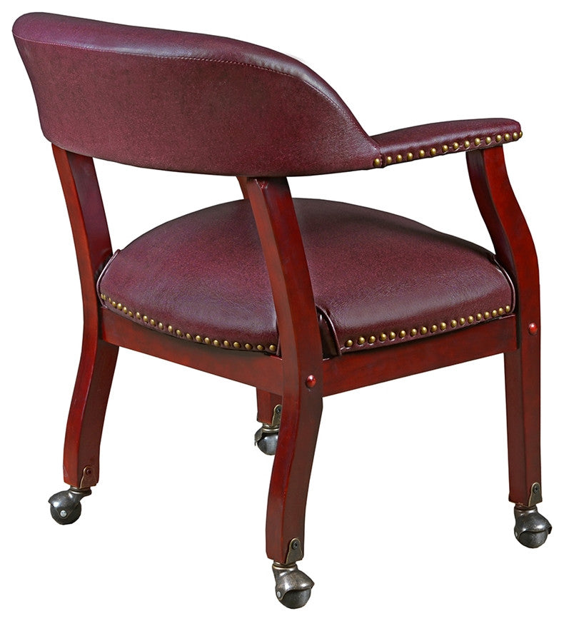 Ivy League Captain Chair With Casters, Burgundy