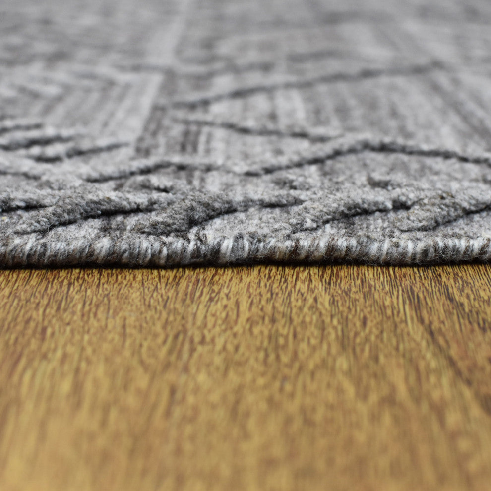 HAND WOVEN FLAT WEAVE KILIM POLYESTER AREA RUGS -Rectangle,Dark Gray,Geometric, [Rectangle] 6'x9'