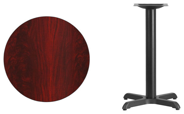 24" Round Mahogany Laminate Table Top With 22"x22" Table Height Base