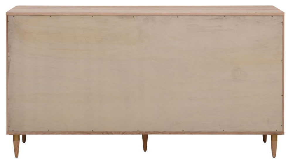Carmen Cane 6 Drawer Dresser, Rattan Wicker Ash Wood Sideboard