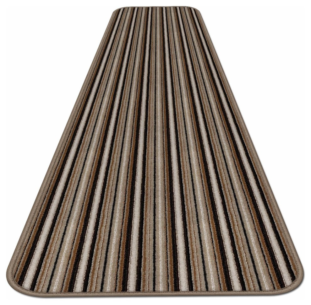 Skid-Resistant Carpet Runner Mocha Brown Stripe, 27"x10'