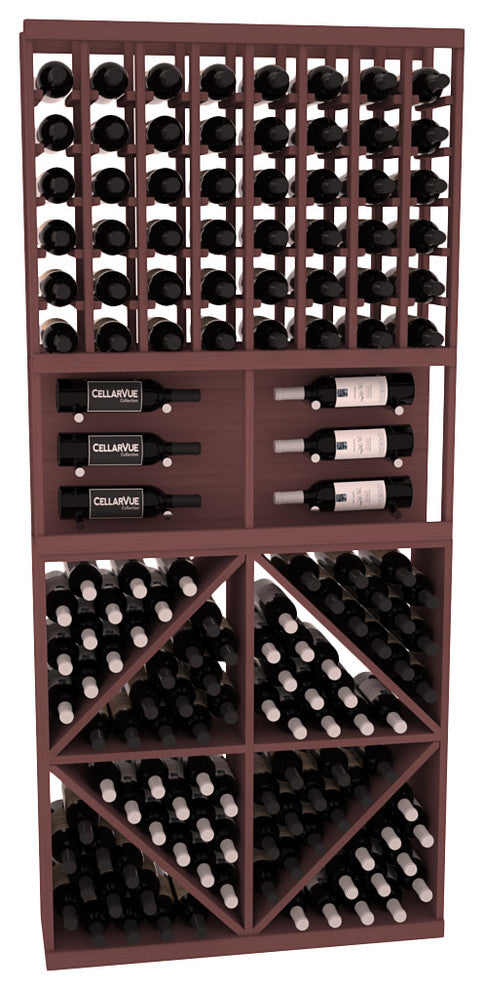 CellarVue Pine Showcase Wine Rack Combo, Walnut Stain