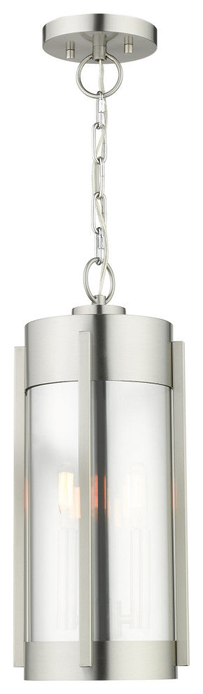 Livex Lighting Sheridan 2 Light Brushed Nickel Medium Outdoor Pendant Lantern
