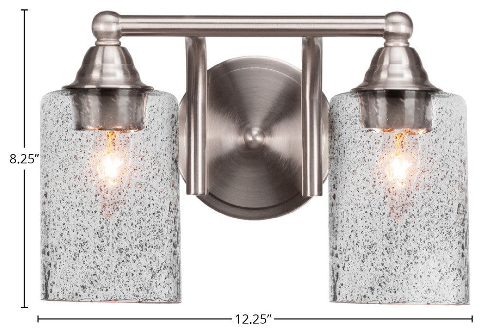 Paramount 2-Light Bath Bar, Brushed Nickel, 4" Smoke Bubble Glass