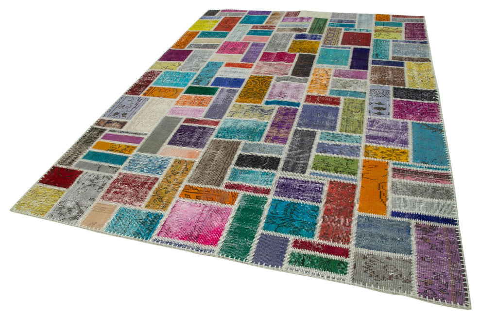 Rug N Carpet - Handwoven Oriental 6' 10" x 9' 9" Decorative Patchwork Area Rug