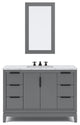 Elizabeth 48" Single Sink Carrara White Marble Vanity, Cashmere Gray