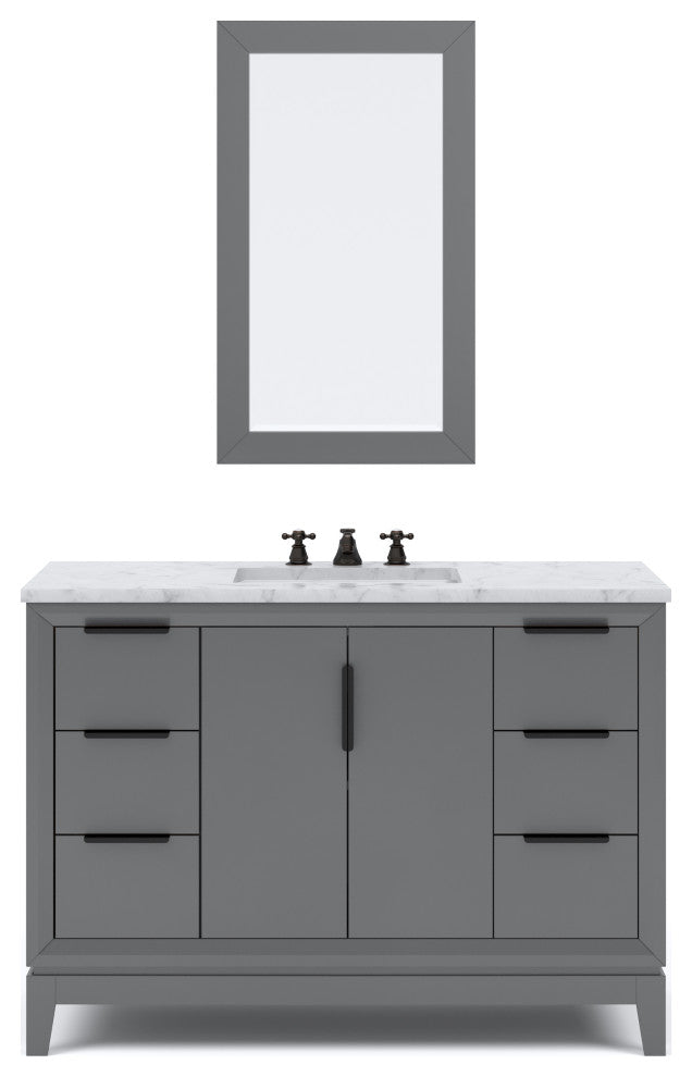 Elizabeth 48" Single Sink Carrara White Marble Vanity, Cashmere Gray